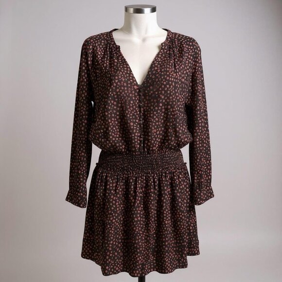 Rails Jasmine Smocked Mini Dress Small | Black Red‎ Heart Print Romantic Fall - Picture 1 of 5